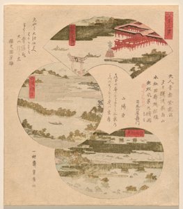 Three Views of Japan (Nihon sankei), med Miyajima i Aki (Aki no Miyajima), Bridge to Heaven (Tango Hashidate) (vanligvis Ama no Hashidate) og Pine Islands i O?shu? (O?shu? Matsushima) av Utagawa Toyohiro