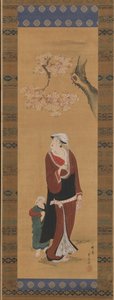 Kvinne og barn under et kirsebærtre, sent på 1700- og begynnelsen av 1800-tallet. av Utagawa Toyohiro