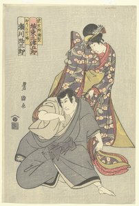 Skuespillere Segawa Michisaburo I og Bando Mitsugoro III Sogen Ajari, Bando Mitsugoro III, Orikoto hime, Sogen Ajari (tittel på objekt) av Utagawa Toyokuni (I)