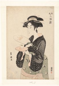 Portrett av servitrisen Okita. Triptyk av elegante skjønnheter Furyu sampukutsui (tittel på objekt) av Utagawa Toyokuni (I)