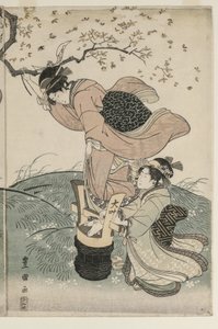 Kirsebærblomster i vinden av Utagawa Toyokuni