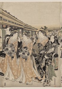 Kurtisaner som promenerer på Nakanochō av Utagawa Toyokuni