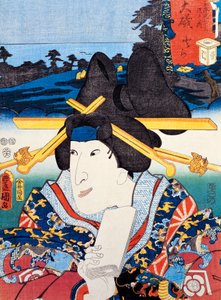 Portrait of Kabuki Theatre Act, Ukiyo kunsttrykk av Utagawa Toyokuni (1769-1825) Hmm, Edo Perio d av Utagawa Toyokuni