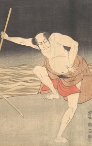 En skuespiller ved siden av vann. av Utagawa Toyokuni I
