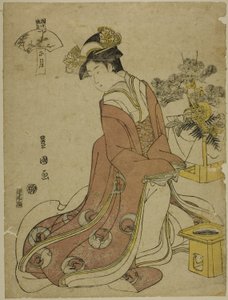 Den første måneden (Sho gatsu), fra serien "Fashionable Twelve Months (Furyu junikagetsu)" av Utagawa Toyokuni I