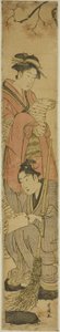 Ungt par som Kanzan og Jittoku av Utagawa Toyokuni I