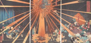The Ghost of Akugenta tar hevn på Nanba ved Nunobiki-fossen, 1856, 2. måned. av Utagawa Yoshifusa