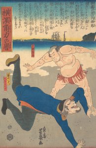 Sumo Wrestler Tossing a Foreigner, 1. måned, 1861.