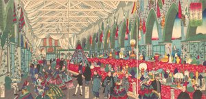 "The Flourishing of an English Trading Firm in Yokohama", 9. måned, 1870. av Utagawa Yoshiiku