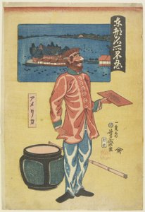 American at Shinobazu, 1861 (farget treblokktrykk)