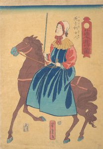 Engelsk kvinne til hest, 1. måned, 1861. av Utagawa Yoshitora