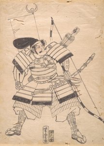 Forberedende tegning for et krigertrykk, 1800-tallet. av Utagawa Yoshitora
