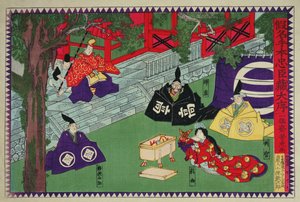 Scene fra 1. akt av et kabuki-skuespill, 