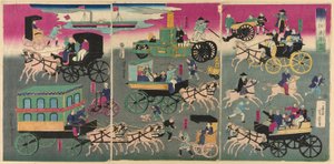 Tokyo Orai Car Zukushi av Utagawa Yoshitora