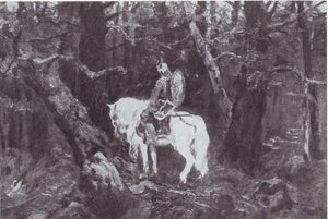 I tanke  (En ridder til hest går inn i en tett skog) av V.Vasnetsov