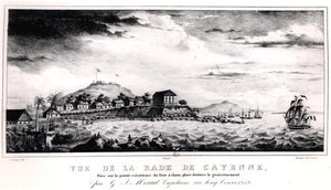 Utsikt over Cayenne havn, Guyana av V. (after) Philippe