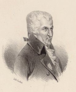 Portrett av komponisten Pierre-Alexandre Monsigny 1729-1817. av V. Guillet