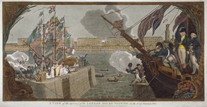 Åpningen av London Docks, Wapping, 1805 av V Woodthorpe
