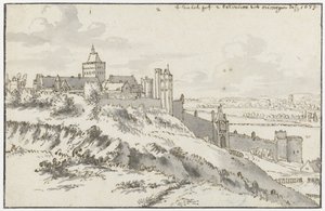 Utsikt over Valkhof og Belvedere i Nijmegen av Valentijn Klotz (possibly)