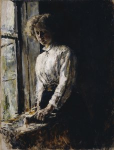 Ved vinduet. Portrett av Olga Fyodorovna Trubnikova, 1886 av Valentin Aleksandrovich Serov