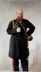 Portrett til fots av Alexander III (1845-1895), keiser av Russland Maleri av Valentin Serov (1865-1911) 1895 St. Petersburg. Chateau De Peterhof - Portrett i full lengde av Alexander III (1845-1895), keiser av Russland. Maleri av Valentin Serov (1865-1911) av Valentin Aleksandrovich Serov