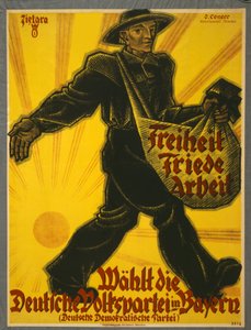 Frihet, fred, arbeid, velger det tyske folkepartiet i Bayern, pub. München, 1919