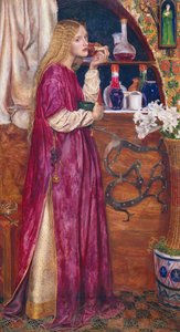 Dronningen var i salen og spiste brød og honning (olje på panel) av Valentine Cameron Prinsep