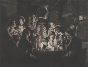 En filosof som viser et eksperiment på luftpumpen, 1769. av Valentine Green