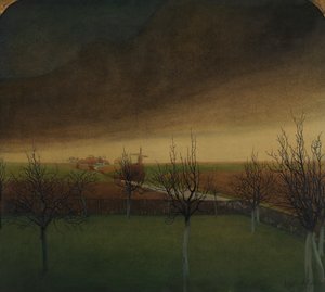 Før våren (akvarell på papir) av Valerius de Saedeleer