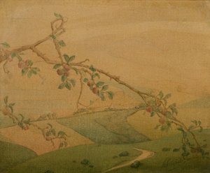 Landskap med epletre (olje på lerret) av Valerius de Saedeleer
