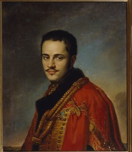 Portrett av Nikolay Niolayevich Raevsky den yngre (1801-1843). (Portrett av NN Raevsky den yngre). Maleri av Vasili Andreyevich Tropinin (Vassili Tropinin) (1776-1857), olje på lerret