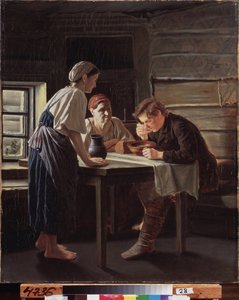 Mottakelsen av pilegrimen. Maleri av Vasili (Vasili) Grigorievich Perov (1834-1882), olje på lerret av Vasili Grigorevich Perov
