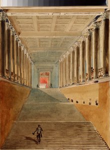 Grand Staircase (eller Ambassador Staircase eller Jordan Staircase) til Vinterpalasset i St. Petersburg. Verk av Vasily Semyonovich Sadovnikov (1800-1879), akvarell på papir, ca. 1840. Russisk kunst fra 1800-tallet. State A. Pushkin Museum of Fine Arts, Mo av Vasili Semenovich Sadovnikov