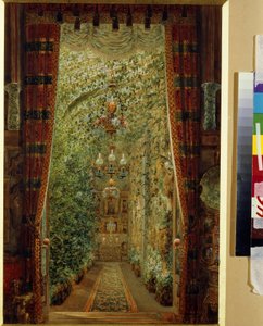Vinterhagen til Yusupov-palasset (Moika-palasset) i St. Petersburg. (Vinterhagen i Yusupov-palasset i St. Petersburg). Verk av Vasily Semyonovich Sadovnikov (1800-1879), akvarell på papir av Vasili Semenovich Sadovnikov