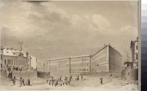 St. Petersburg. Generalstabsbygningen på Moika-elven, av Sadovnikov, Vasily Semyonovich (1800-1879). Akvarell på papir, før 1833. State Museum of the History of Saint Petersburg av Vasili Semenovich Sadovnikov