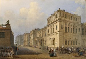 Utsikt over New Hermitage Through Millionnaya Street, 1851 av Vasili Semenovich Sadovnikov