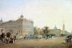 Utsikt over perspektivet Nevsky (Nevsky) i St. Petersburg i 1830. Russland Akvarell av Vasily Sadovnikov (1800-1879) 1830 St. Petersburg. Eremitasjens bibliotek