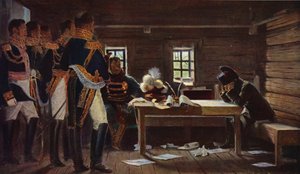 Ved Gorodnia – gjennombrudd eller tilbaketrekning (fargelitografi) av Vasili Vasilievich Vereshchagin