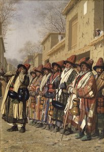 Dervishes Chorus Begging Alms i Tasjkent, 1870 av Vasili Vasilievich Vereshchagin
