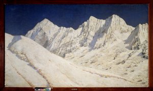 India, Snow on the Himalaya (India, Snow on the Himalayas) - Maleri av Vasili Vasilyevich Vereshchagin (Vassili Vereshchagin) (1842-1904), olje på lerret av Vasili Vasilievich Vereshchagin