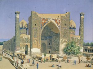Medrasah Shir-Dhor på Registan sted i Samarkand av Vasili Vasilievich Vereshchagin
