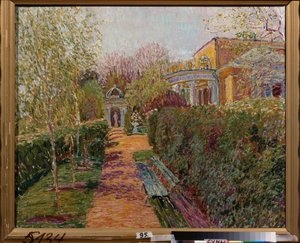En tepaviljong - Maleri av Vasili Vasilyevich Perepletchikov (1863-1918), olje på lerret av Vasili Vasilyevich Perepletchikov