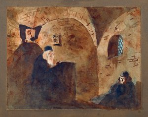 Forberedende dekor, hvelvet rom, for operaen ""Boris Godounov"" av Modeste Mussorgsky (Mussorgsky) (1839-1881) - Scenografi for operaen Boris Godunov av M Musorgsky - Verk av Vasili Dmitrievich Polenov (1844-1927), akvarell og gouache på papp av Vasilij Dmitrievich Polenov