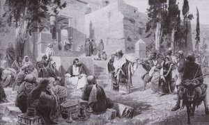 Jesus og kvinnen tatt i utroskap (litho) av Vasilij Dmitrievich Polenov