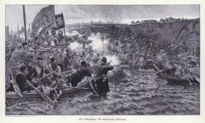 Erobringen av Sibir av Yermak Timofeyevich (gravering) av Vasilij Ivanovic Surikov
