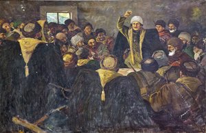 Grigory Konstantinovitch Ordjonikidze (1886-1937) - Sergo Ordzhonikidze i Nord-Kaukasus par Krotkov, Vasily Anfimovich (1880-1939). Olje på lerret, størrelse: 100x150 av Vasily Anfimovich Krotkov