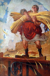 Kollektivbonde par Kostyanitsyn, Vasily Nikolaevich (1881-1940). Olje på lerret av Vasily Nikolaevich Kostyanitsyn