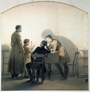 Ved pianoet, 1855