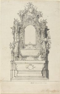 Rococo-alter med en relikviegrav av Veit Königer