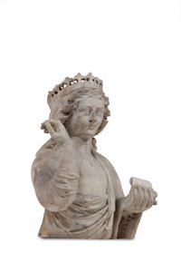 En utskåret marmorbyste av en kronet kvinnelig helgen (marmor) av Venetian School